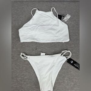 Tavik Moderate Coverage Bikini Set Women's White Small Ribbed Beach Swimwear